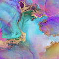 Blue, Purple And Gold Abstract Watercolor